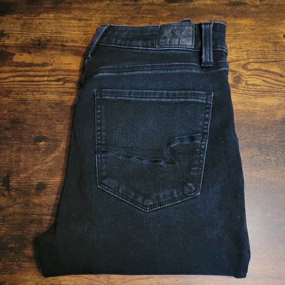 American Eagle Jeans 8 S Super Hi Rise Jegging 360 Next Level Stretch Black - Picture 3 of 12